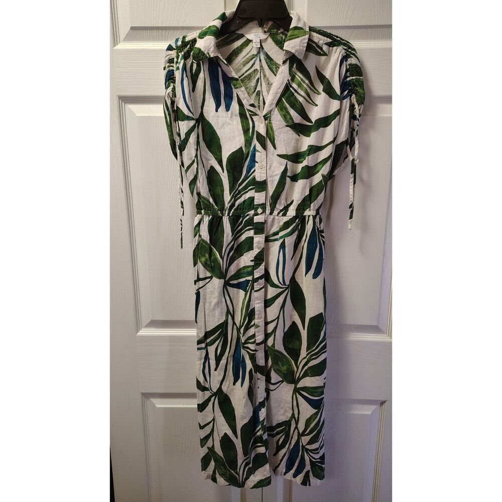 Time and Tru Large Green and Blue Floral Sleeveless Collard Button Up Dress
